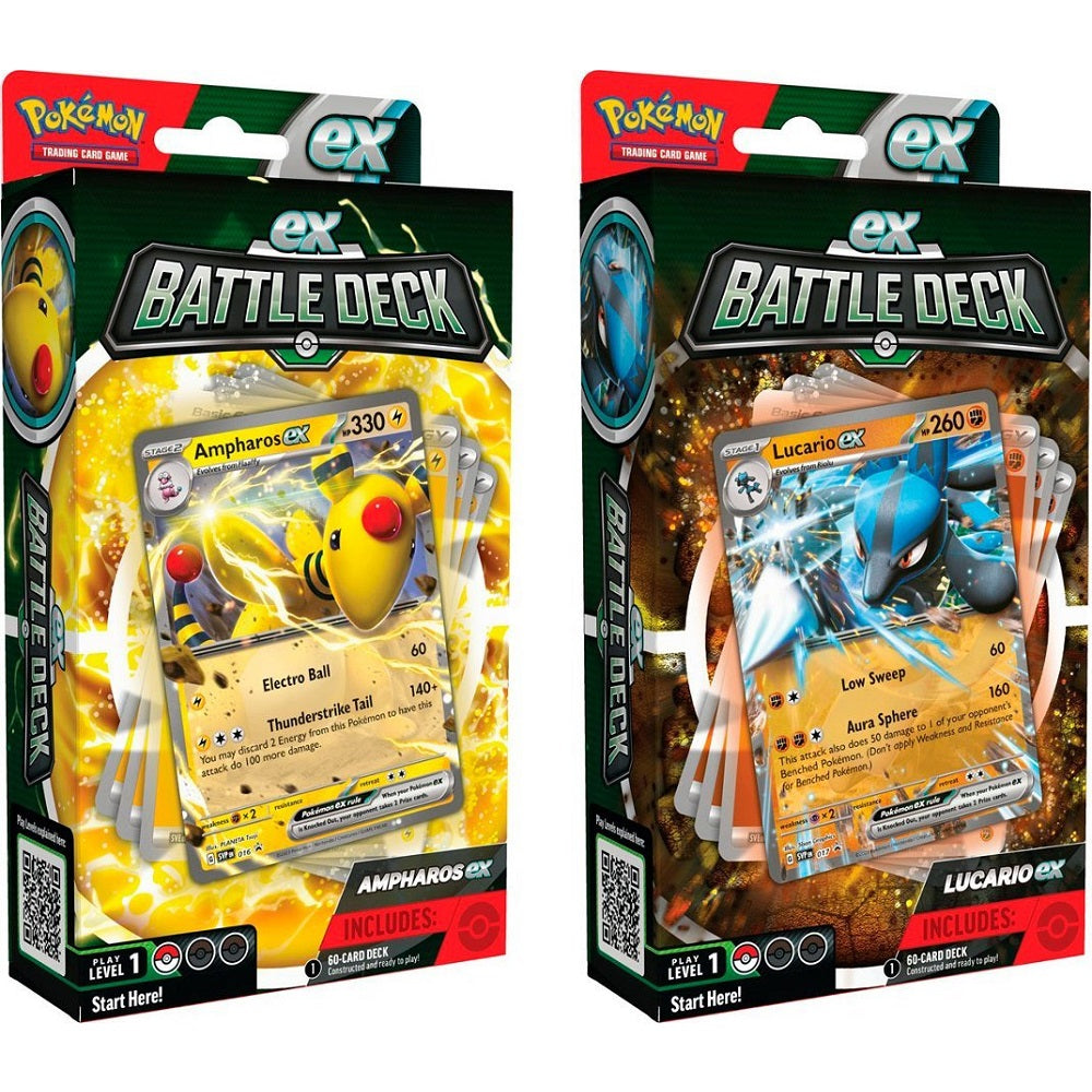 Ampharos ex Battle Deck & Lucario ex Battle Deck Set (2 decks)