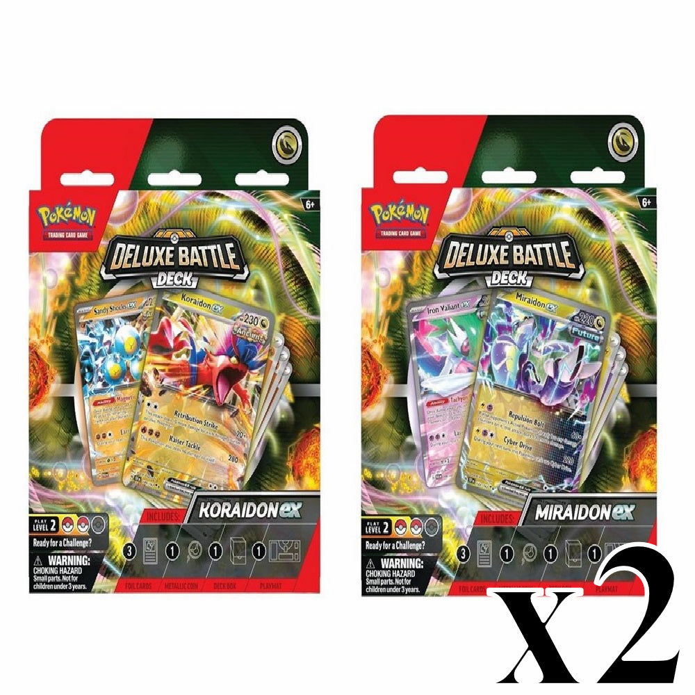 Miraidon ex Deluxe Battle Deck and Koraidon ex Deluxe Battle Deck Set (2 Decks)