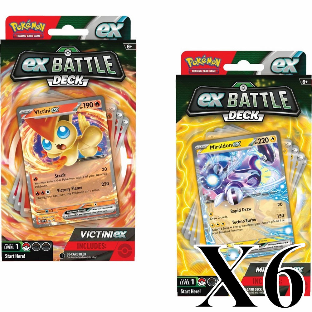 Victini ex Battle Deck or Miraidon ex Battle Deck Display (6 decks)